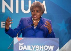 MANCHESTER, NH - FEBRUARY 05: Donna Brazile, Vice Chairwoman of the Democratic National Committee and Democratic political strategist during Comedy Central's 'The Daily Show with Trevor Noah' Presents 'Podium Pandemonium: A Debate About Debates,' New Hampshire Primary 2016 off-air event & post-reception at the Radisson Hotel on February 5, 2016 in Manchester, New Hampshire. (Photo by Scott Eisen/Getty Images for Comedy Central)