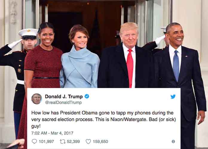 Trump claims Barack Obama tapped his phone during election (March 4, 2017)