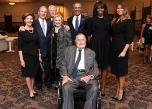 All four living presidents, first ladies attend Barbara Bush funeral