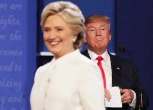 Hillary Clinton & Donald Trump at the 2016 Democratic debate