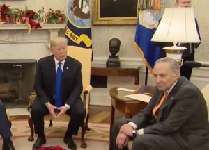 Trump Pelosi & Schumer meet in Oval Office for immigration, border wall and government shutdown talk