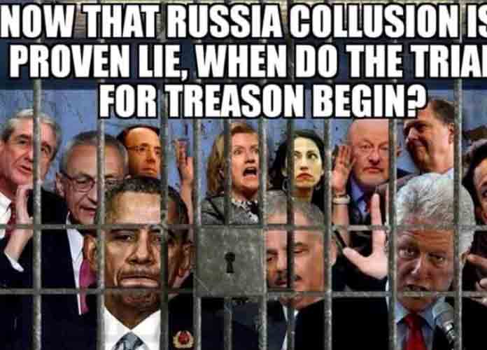 Donald Trump Shares Meme Of Barack Obama, Rod Rosenstein & Clintons Behind Prison Bars For ‘Treason’ [PHOTO]