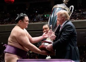 Trump Enjoys A Day Of Golf & Sumo Wrestling In Japan With PM Shinzo Abe