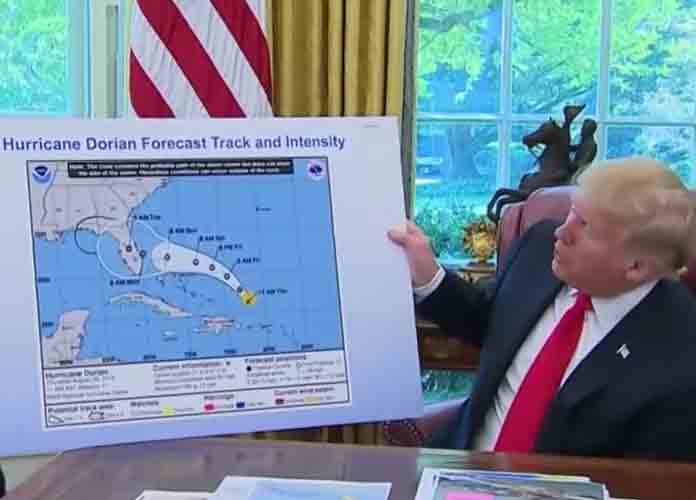 Trump Shows Map Altered With Sharpie To Falsely Claim Hurricane Dorian Is Heading Toward Alabama