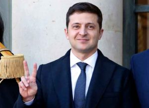 PARIS, FRANCE - DECEMBER 09: Ukrainian President Volodymyr Zelensky poses as he arrives at the Elysee Presidential Palace to attend a summit on Ukraine on December 09, 2019 in Paris, France.