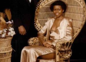Michelle Obama in her 1982 prom dress