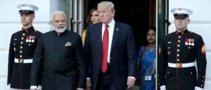WASHINGTON, DC - JUNE 26: U.S. President Donald Trump escorts Indian Prime Minister Narendra Modi as Modi departs the White House June 26, 2017 in Washington, DC. Trump and Modi had a series of meetings throughout the day to discuss a range of bilateral issues.
