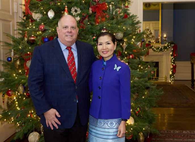 Maryland Gov. Larry Hogan (R) and wife Yumi Hogan uPolitics