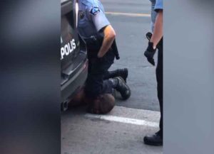 George Floyd pinned down by Minneapolis police officer