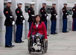 WASHINGTON - MARCH 11: L. Tammy Duckworth, Assistant Secretary for Public and Intergovernmental Affairs at the Department of Veterans Affairs, arrives at a World War II Memorial ceremony to pay tribute to World War II veterans of the Pacific on March 11, 2010 in Washington, DC. (Image: Getty)
