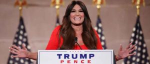 WASHINGTON, DC - AUGUST 24: Kimberly Guilfoyle pre-records her address to the Republican National Convention at the Mellon Auditorium on August 24, 2020 in Washington, DC. The novel coronavirus pandemic has forced the Republican Party to move away from an in-person convention to a televised format, similar to the Democratic Party's convention a week earlier.