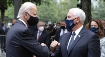 Biden & Pence Elbow Bump During New York 9/11 Ceremony