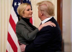 WASHINGTON, DC - FEBRUARY 06: U.S. President Donald Trump hugs his daughter and Senior Advisor Ivanka Trump after speaking in the East Room of the White House one day after the U.S. Senate acquitted on two articles of impeachment, ion February 6, 2020 in Washington, DC. After five months of congressional hearings and investigations about President Trump’s dealings with Ukraine, the U.S. Senate formally acquitted the president on Wednesday of charges that he abused his power and obstructed Congress. (Photo: Getty)