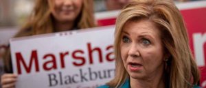 FRANKLIN, TN - OCTOBER 31: U.S. Rep. Marsha Blackburn (R-TN), Republican candidate for U.S. Senate, speaks to reporters after she cast her ballot during early voting at the Williamson County Clerk's office, October 31, 2018 in Franklin, Tennessee. Blackburn, who represents Tennessee's 7th Congressional district in the U.S. House, is running in a tight race against Democratic candidate Phil Bredesen, a former governor of Tennessee. The two are competing to fill the Senate seat left open by Sen. Bob Corker (R-TN), who opted to not seek reelection. (Photo by Drew Angerer/Getty Images)