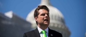 WASHINGTON, DC - APRIL 03: Rep. Matt Gaetz (R-FL) speaks during a news conference to announce the "Green Real Deal" on April 3, 2019 in Washington, DC. The "Green Real Deal" is a resolution intended to serve as a response to the "Green New Deal" promoted by Rep. Alexandria Ocasio-Cortez (D-NY) and Sen. Ed Markey (D-MA). The "Green New Deal" acknowledges climate change and says the government should promote innovation to prevent greenhouse gas emissions. (Photo by Zach Gibson/Getty Images)