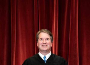 WASHINGTON, DC - APRIL 23: Associate Justice Brett Kavanaugh stands during a group photo of the Justices at the Supreme Court in Washington, DC on April 23, 2021. (Photo by Erin Schaff-Pool/Getty Images)