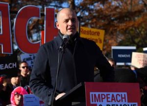 WASHINGTON, DC - DECEMBER 18: Evan McMullin, Founder of Stand Up Republic, speaks at an "Impeach and Remove" rally at the U.S. Capitol on December 18, 2019 in Washington, DC. (Photo by Larry French/Getty Images for MoveOn.org)