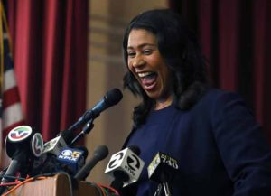 SAN FRANCISCO, CA - JUNE 14: San Francisco Mayor-elect London Breed speaks during a news conference at Rosa Parks Elementary School on June 14, 2018 in San Francisco, California. London Breed became the first African American woman to be elected mayor after she defeated former California State senator Mark Leno in a special election to replace former San Francisco Mayor Ed Lee who died suddenly last year. (Photo by Justin Sullivan/Getty Images)