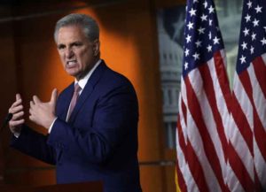 WASHINGTON, DC - JANUARY 13: U.S. House Minority Leader Rep. Kevin McCarthy (R-CA) speaks during a weekly news conference at the U.S. Capitol on January 13, 2022 in Washington, DC. Leader McCarthy announced yesterday that he would not voluntarily cooperate with the Select Committee to Investigate the January 6th Attack on the United States Capitol after the committee has formally requested an interview with him. (Photo by Alex Wong/Getty Images)