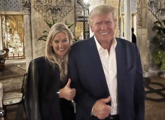 Liz Crokin & Donald Trump pose at Mar-a-Lago (Image: Twitter)