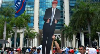 Small Group Of Trump Supporters Gather Outside Miami Federal Courthouse During Arraignment