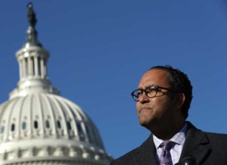 WASHINGTON, DC - DECEMBER 05: Rep. Will Hurd (R-TX) (C) joins a group of bipartisan members of Congress from Texas to push for the House of Representatives to pass the U.S. Mexico Canada trade agreement during a news conference outside the U.S. Capitol December 05, 2019 in Washington, DC. Citing the economic benefits to their state, Republicans and Democrats from Texas called on Speaker of the House Nancy Pelosi (D-CA) to bring the USMCA to a vote before the end of the year. (Photo by Chip Somodevilla/Getty Images)