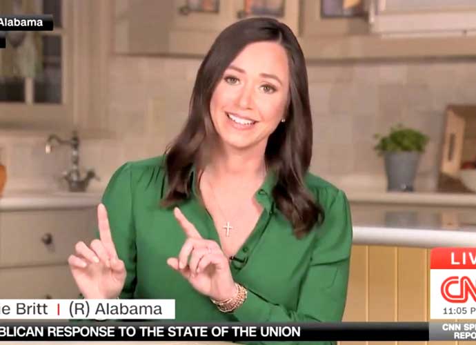 Sen. Katie Britt (R-Alabama) in the GOP response to the State of the Union (Image: YouTube)
