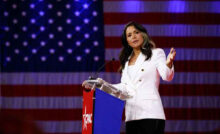 Tulsi Gabbard, former Representative from Hawaii, speaks during the Conservative Political Action Conference (CPAC) in Orlando, Florida, U.S., on Friday, Feb. 25, 2022. Launched in 1974, the Conservative Political Action Conference is the largest gathering of conservatives in the world. Photographer: Tristan Wheelock/Bloomberg via Getty Images