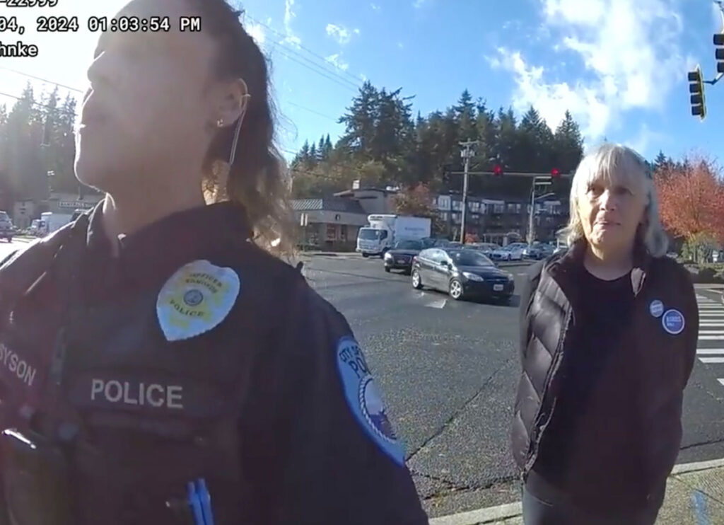 VIDEO: 82-Year-Old Woman Arrested For Assault & Hate Crime Against Trump Supporters Near Seattle