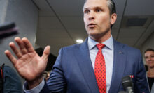 WASHINGTON, DC - DECEMBER 05: U.S. President-elect Donald Trump's nominee to be Secretary of Defense Pete Hegseth speaks to reporters after meeting with lawmakers on Capitol Hill on December 5, 2024 in Washington, DC. Hegseth continues to meet with Senate Republicans on Capitol Hill as new allegations of alcohol abuse have emerged. (Photo by Samuel Corum/Getty Images)