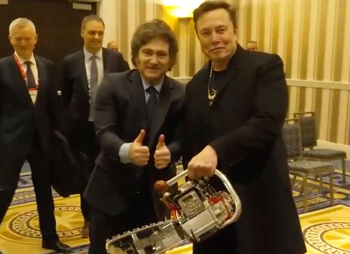 VIDEO: Javier Milei Gifts Elon Musk ‘Chainsaw for Bureaucracy’ At CPAC