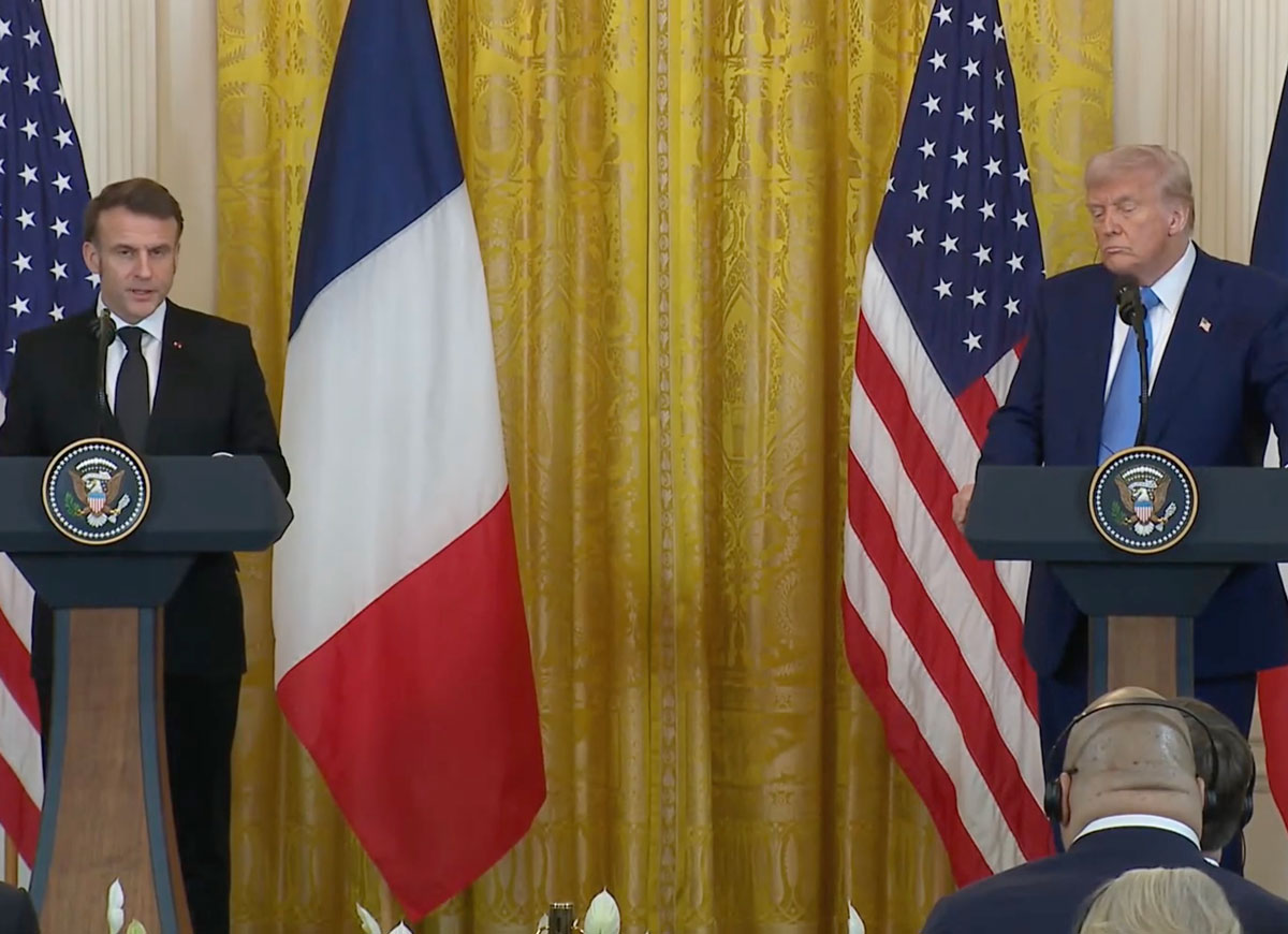 VIDEO: Trump Refuses To Call Putin ‘A Dictator’   At Press Conference With French President Macron After Calling Zelensky One