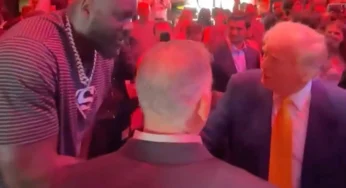 VIDEO: Trump Makes Appearance At UFC Fight Night In Miami, Greeted By Shaquille O’Neal & Joe Rogan