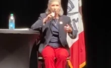 Sen. Joni-Ernst (R-Iowa) tells townhall "we are all going to die" about Medicare cuts (Image: Credit: Amie Rivers/Iowa Starting Line via Storyful)